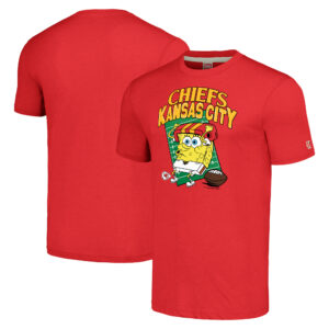 Rotes Unisex-Hommage-T-Shirt der Kansas City Chiefs im Super Bowl LVIII x Spongebob Schwammkopf aus dreilagigem Material