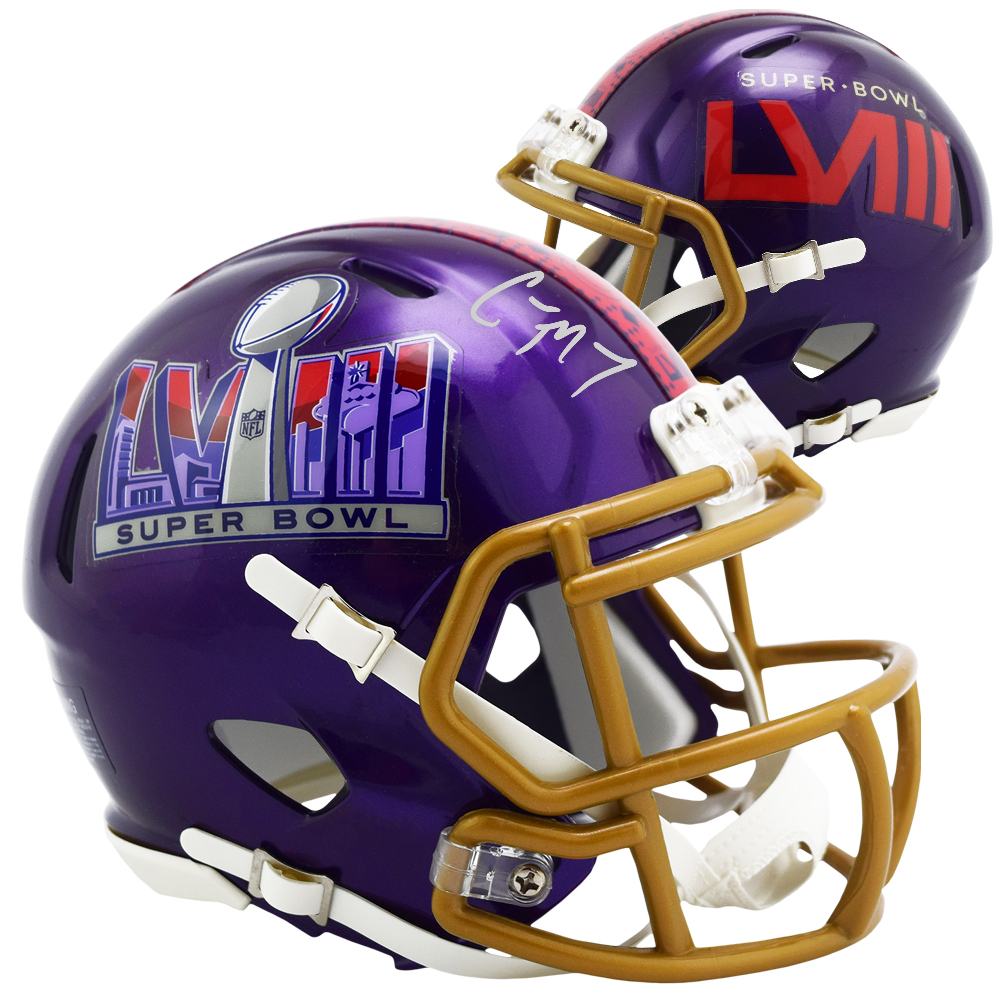 Christian McCaffrey San Francisco 49ers signierter Riddell Super Bowl LVIII Speed ​​Mini-Helm