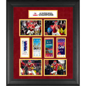 Kansas City Chiefs, viermaliger Super Bowl-Sieger, gerahmt, 50,8 x 61 cm, 4-facher Ticket-Collage