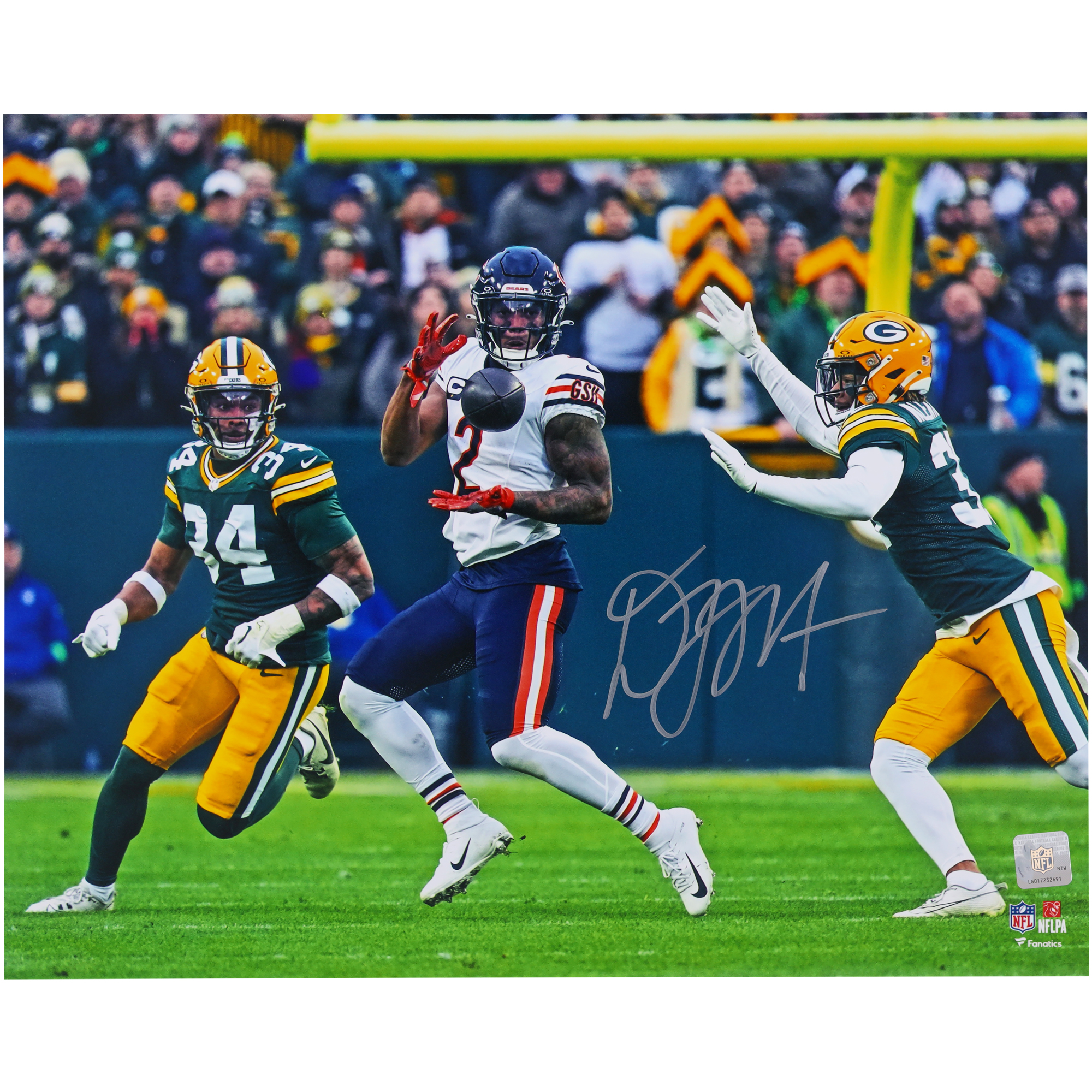 Autogrammfoto von D.J. Moore, Chicago Bears, 16 x 20 Zoll, Catching Pass vs. Packers