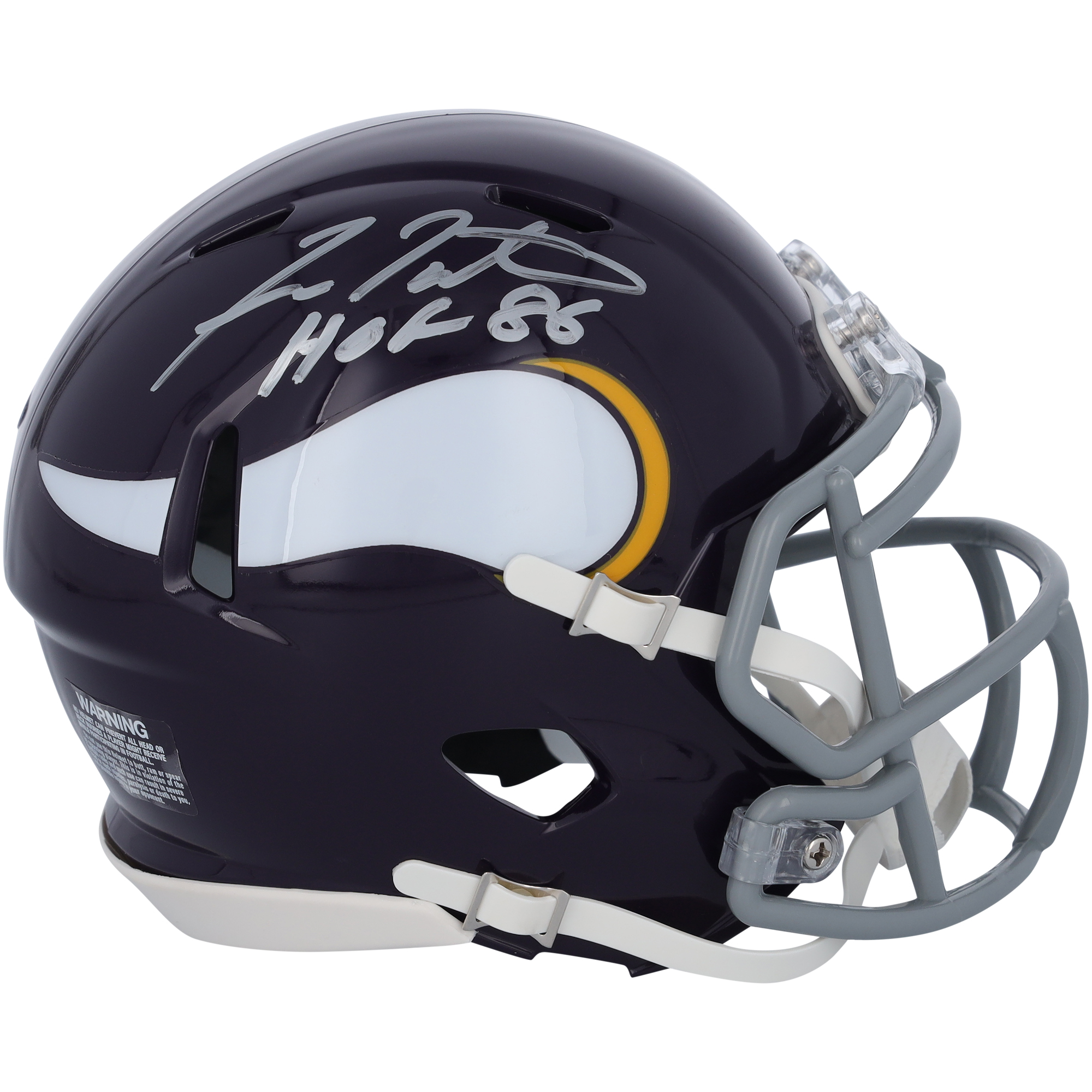 Fran Tarkenton Minnesota Vikings signierter Throwback 1961-1979 Speed ​​Mini Helm mit „HOF 86“ Aufschrift