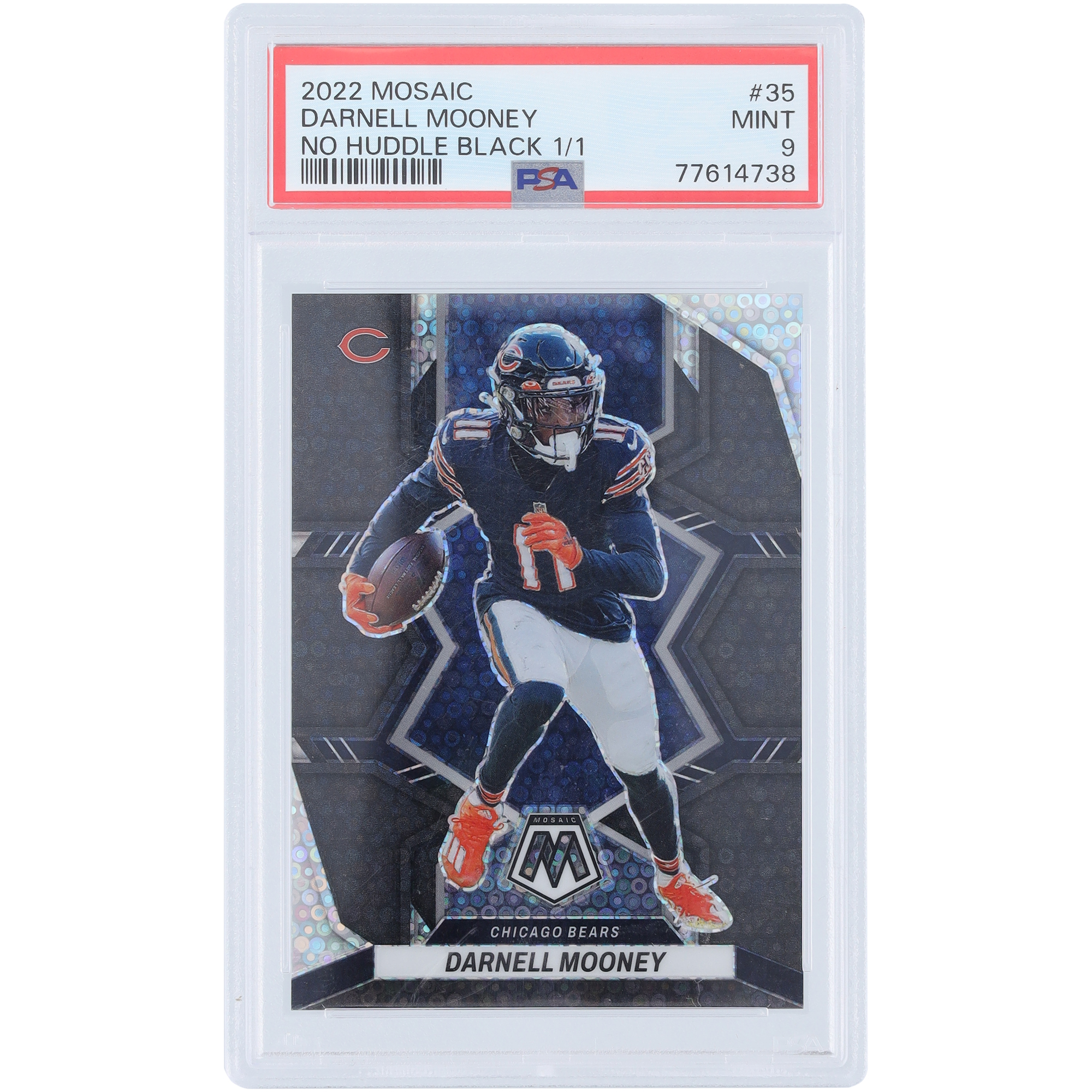 Darnell Mooney Chicago Bears 2022 Panini Mosaic No Huddle Black Prizm #35 #1/1 PSA Authentifizierte 9-Karte