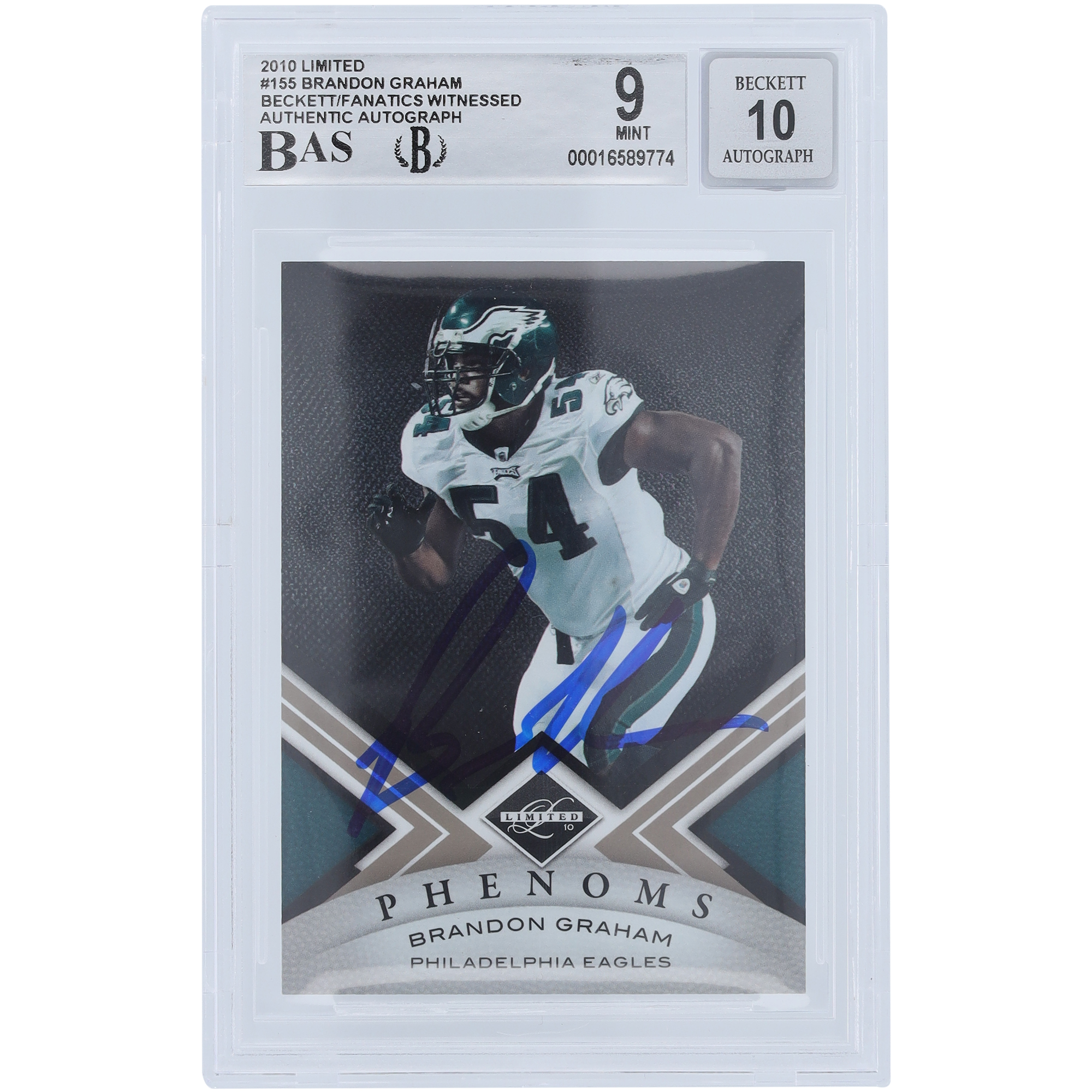 Brandon Graham Philadelphia Eagles signierte 2010 Panini Limited #155 #/499 Beckett Fanatics bezeugte authentifizierte 9/10 Rookie-Karte