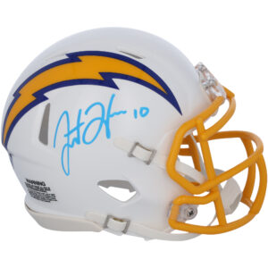 Justin Herbert, Los Angeles Chargers – signierter Weiß- und Königsblauer Color Rush Speed ​​Mini-Helm