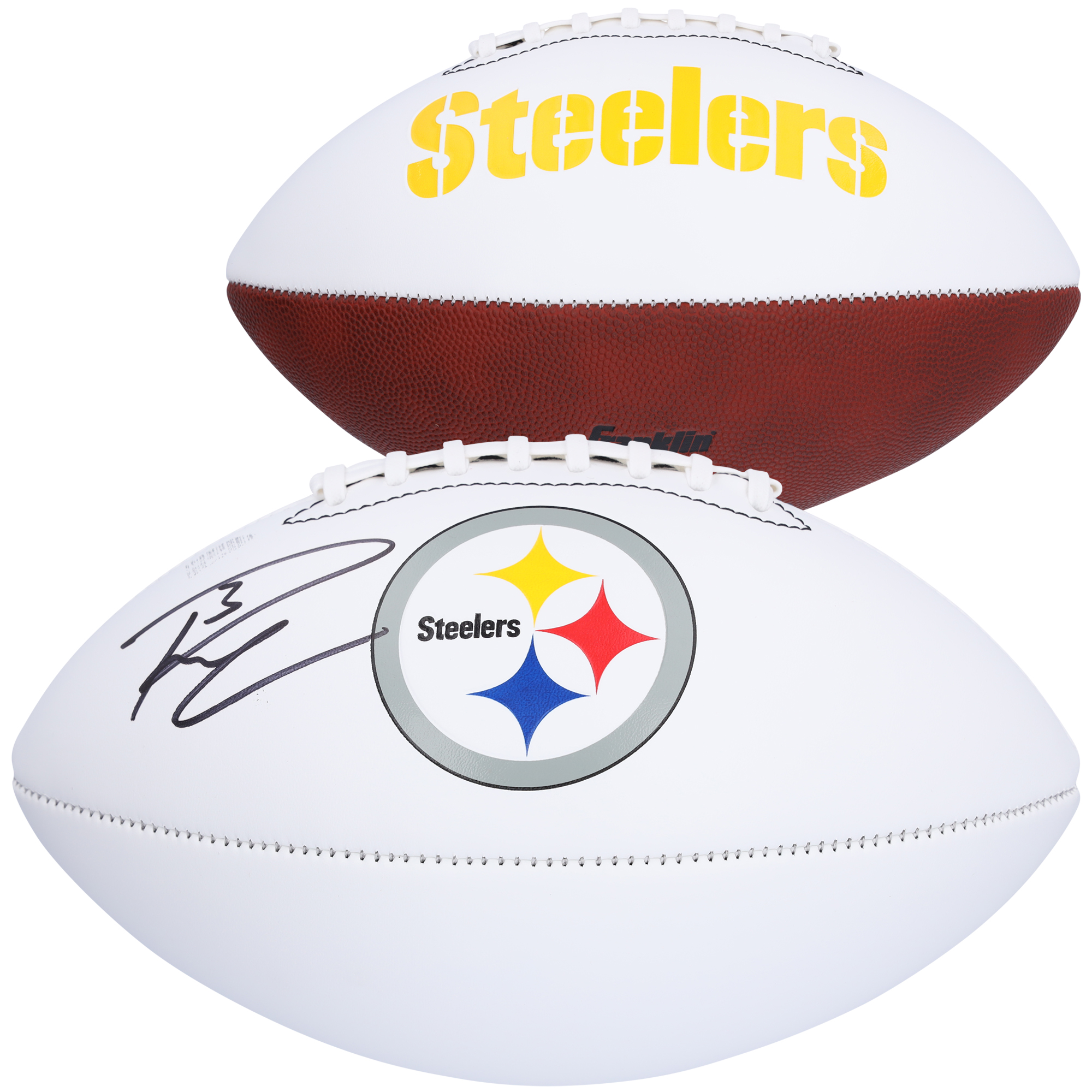 Signierter Franklin White Panel Football von Russell Wilson von den Pittsburgh Steelers