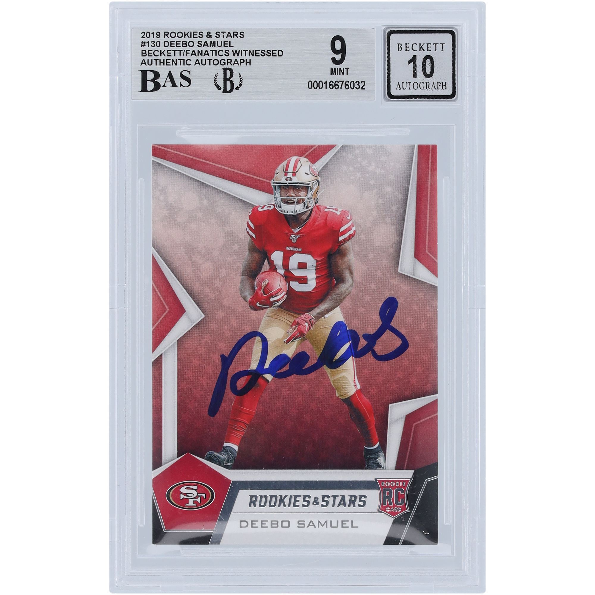 Deebo Samuel Sr San Francisco 49ers signierte 2019 Panini Rookies & Stars #130 Beckett Fanatics bezeugte authentifizierte 9/10 Rookie-Karte