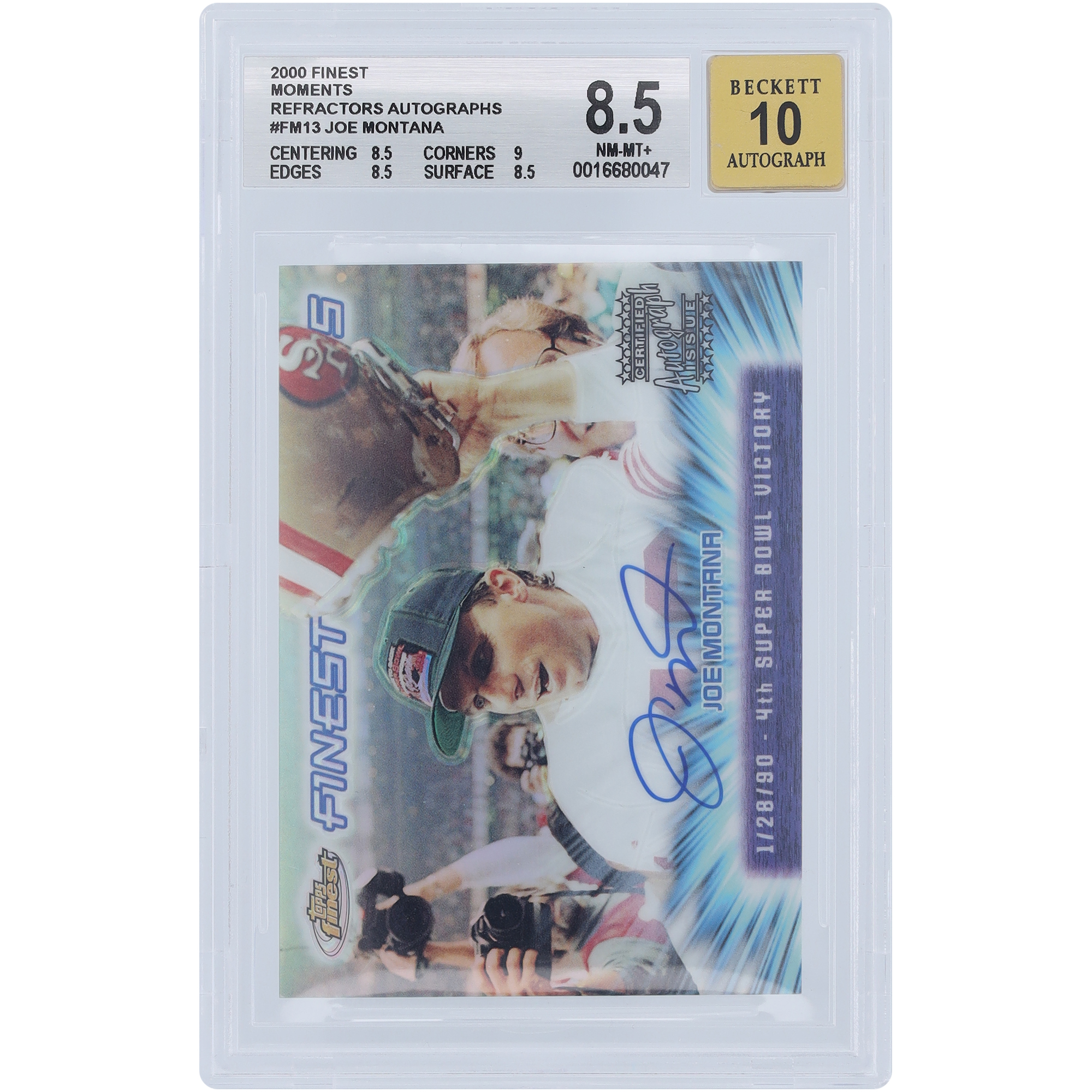 Joe Montana San Francisco 49ers signierte 2000 Topps Finest Refractors #FM13 BGS authentifizierte 8,5/10-Karte – 8,5,9,8,5,8,5 Unterklassen