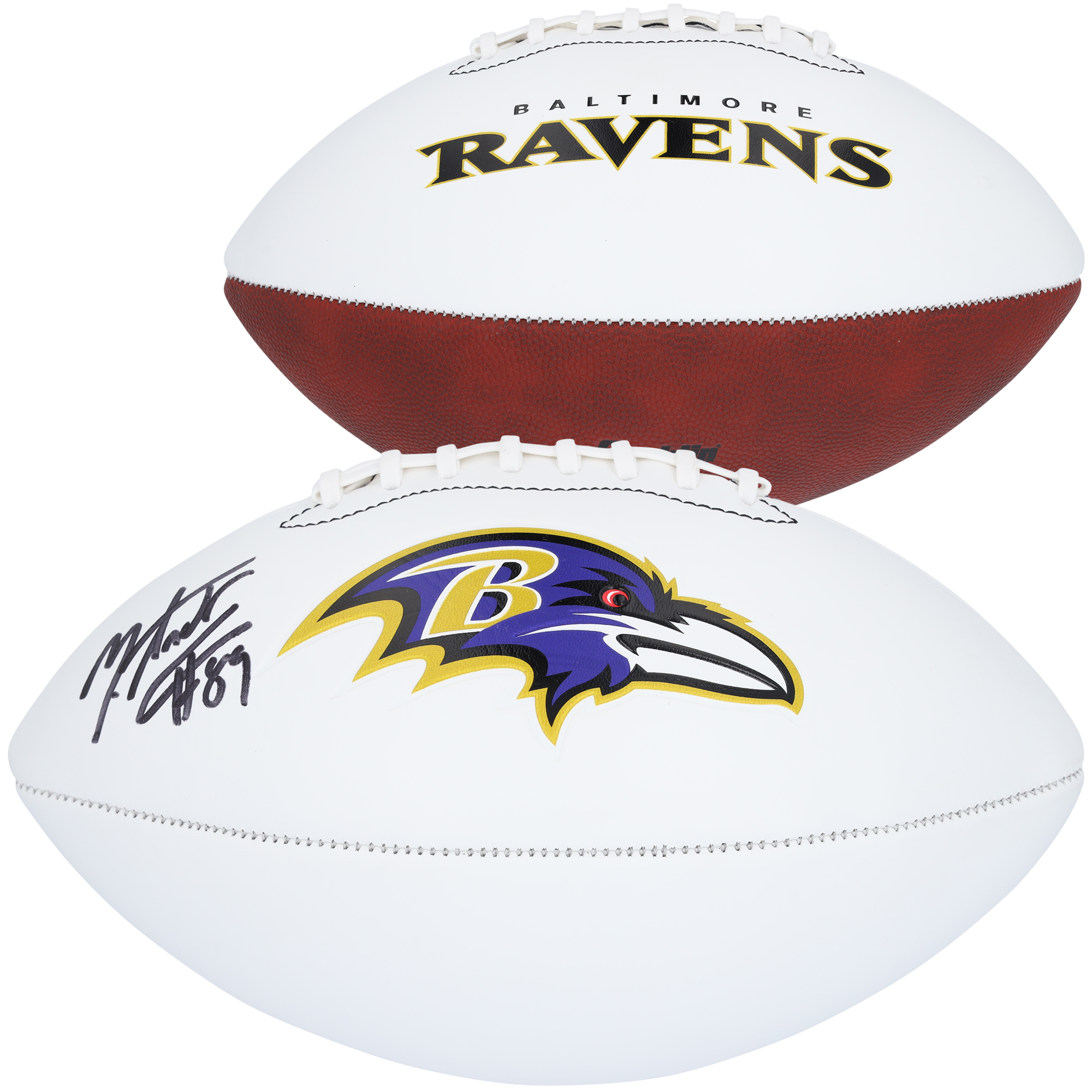 Signierter Franklin White Panel Football von Mark Andrews, Baltimore Ravens