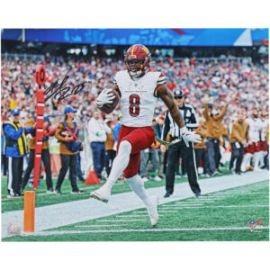 Brian Robinson Jr. Washington Commanders signiertes 16″ x 20″ weißes Trikot-Touchdown-Foto