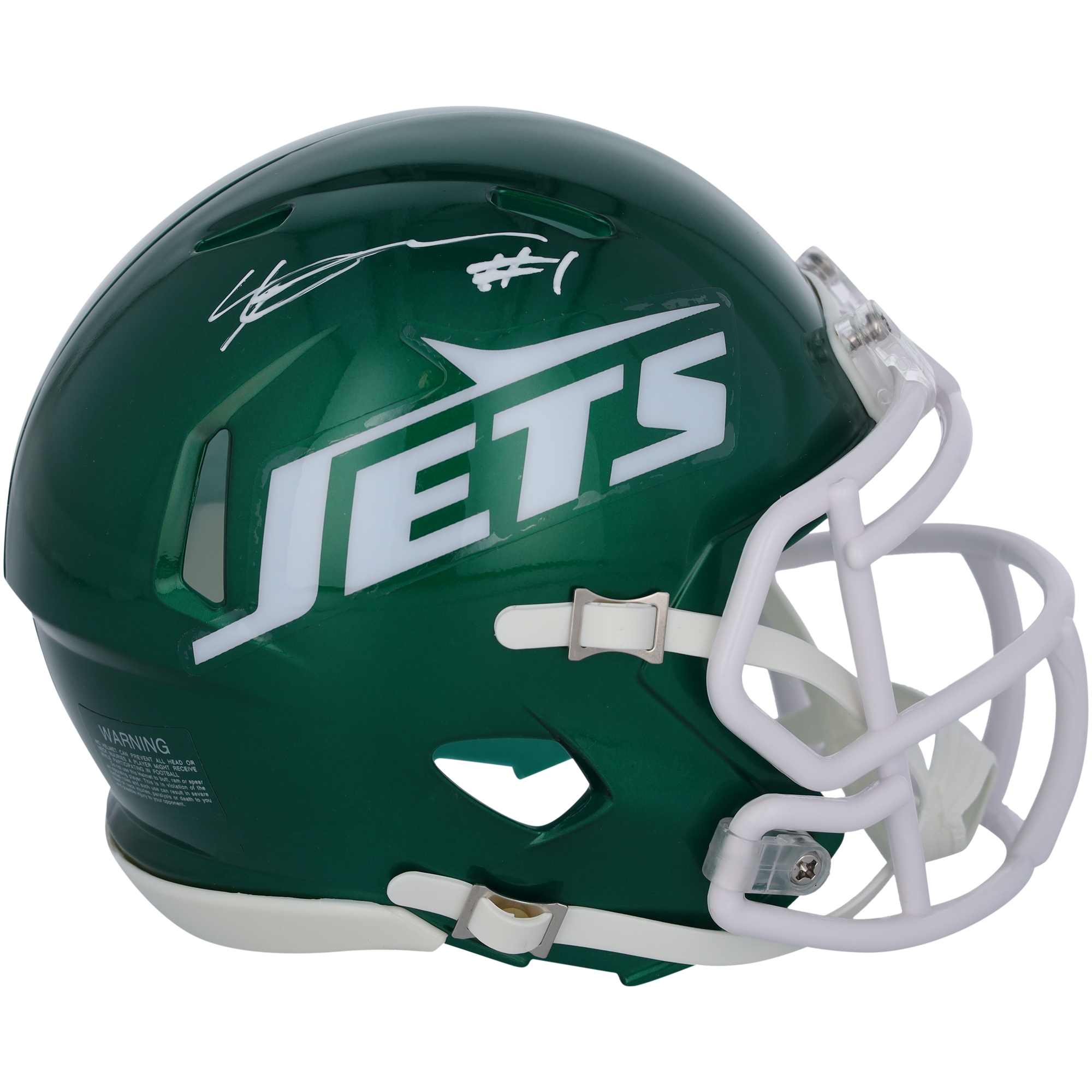 Ahmad Sauce Gardner New York Jets signierter Throwback 1965-77 Speed ​​Mini Helm