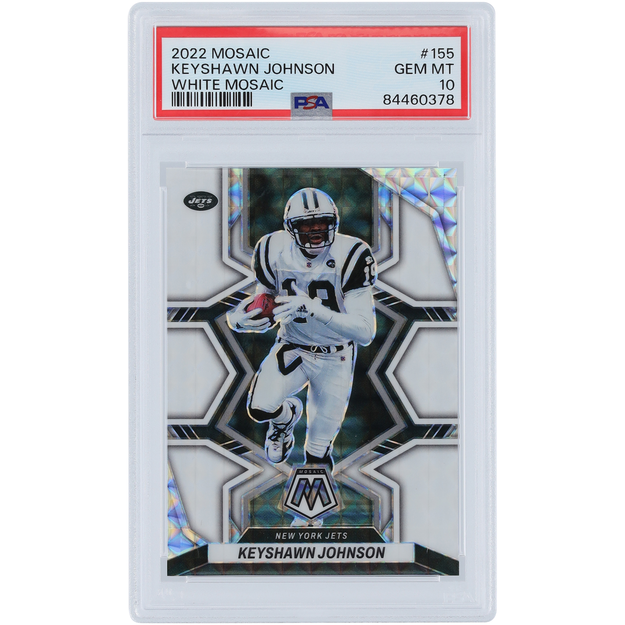 Keyshawn Johnson New York Jets 2022 Panini Mosaic White Mosaic #155 #8/25 PSA authentifizierte 10er-Karte