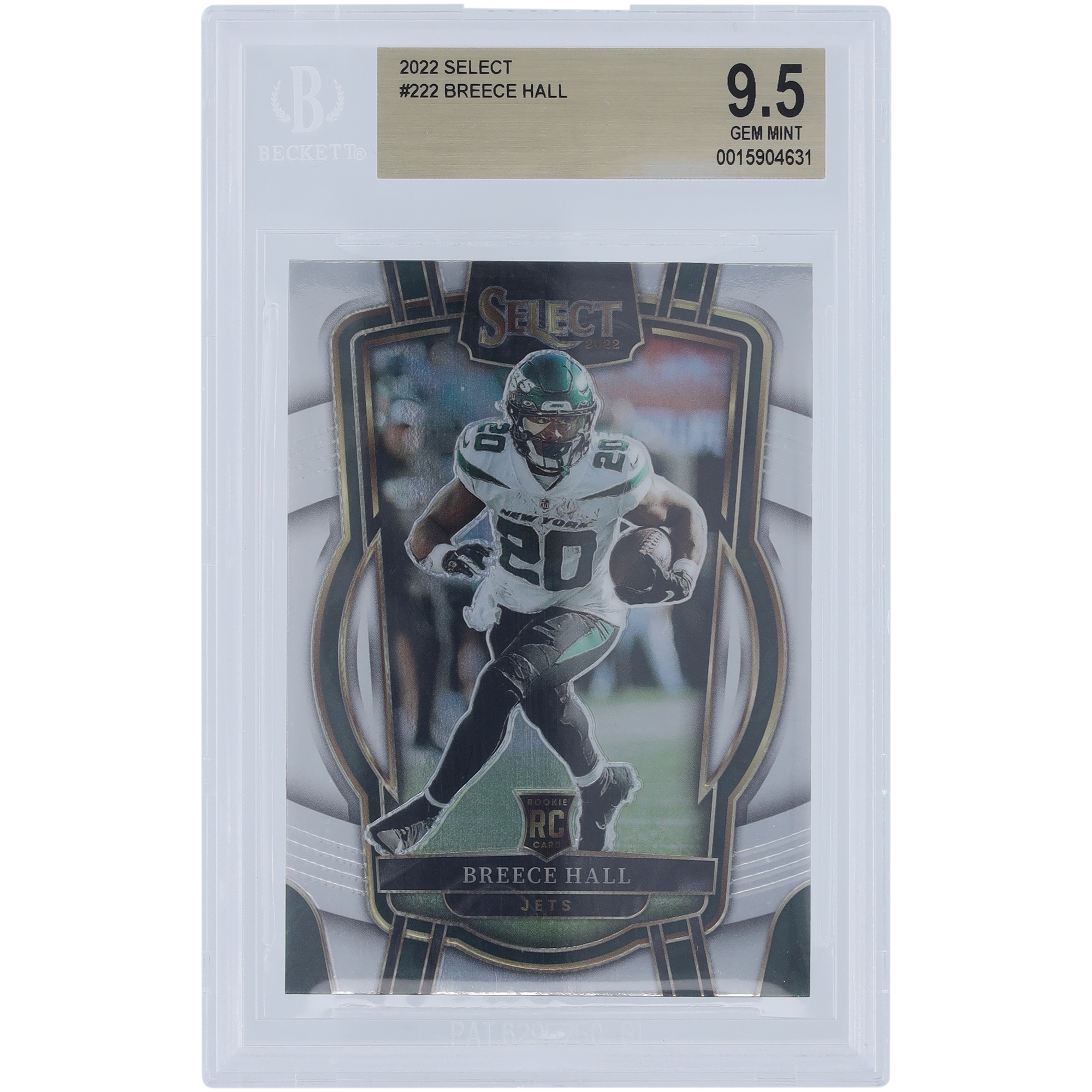 Breece Hall New York Jets 2022 Panini Select #222 BGS Authentifizierte 9.5 Rookie-Karte