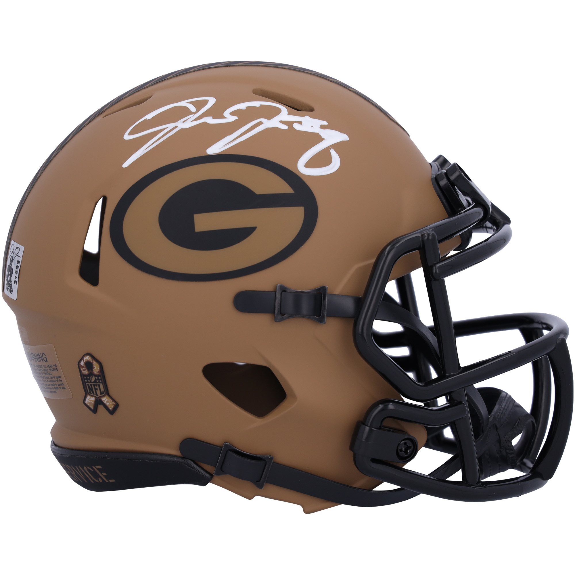 Josh Jacobs Green Bay Packers signierter 2023 Salute to Service Speed ​​Mini-Helm