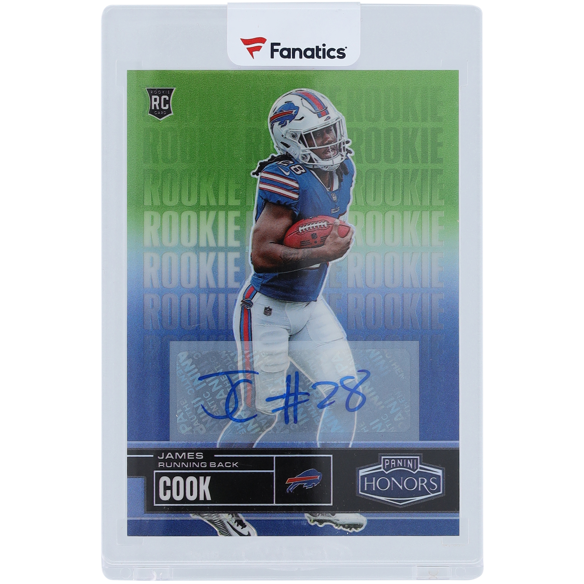 James Cook Buffalo Bills signierte 2022 Panini Honors Green Prizm #90 #1/20 Rookie-Karte