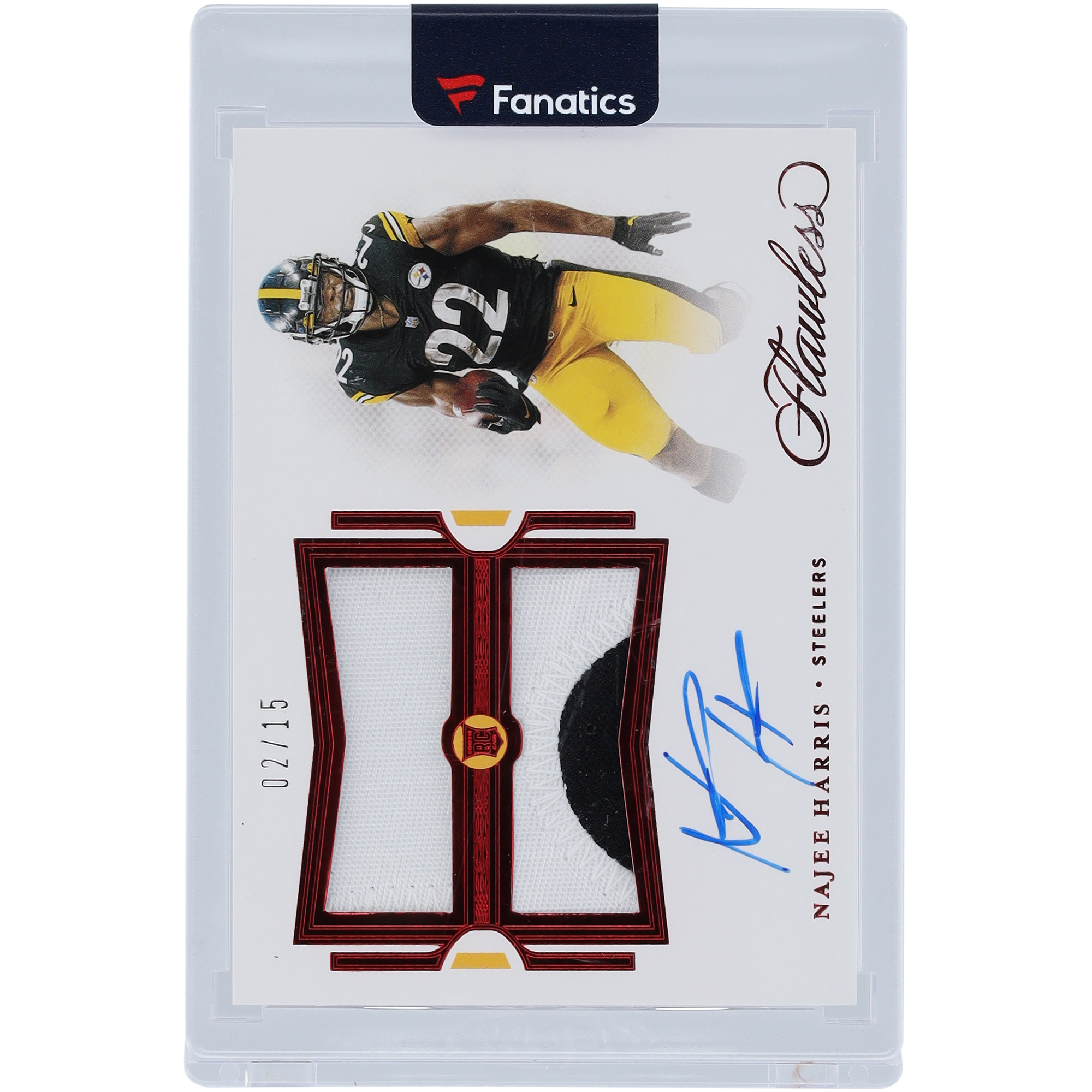 Najee Harris Pittsburgh Steelers signierte 2021 Panini Flawless Dual Relic Ruby #RDPA-NHA #2/15 Rookie-Karte