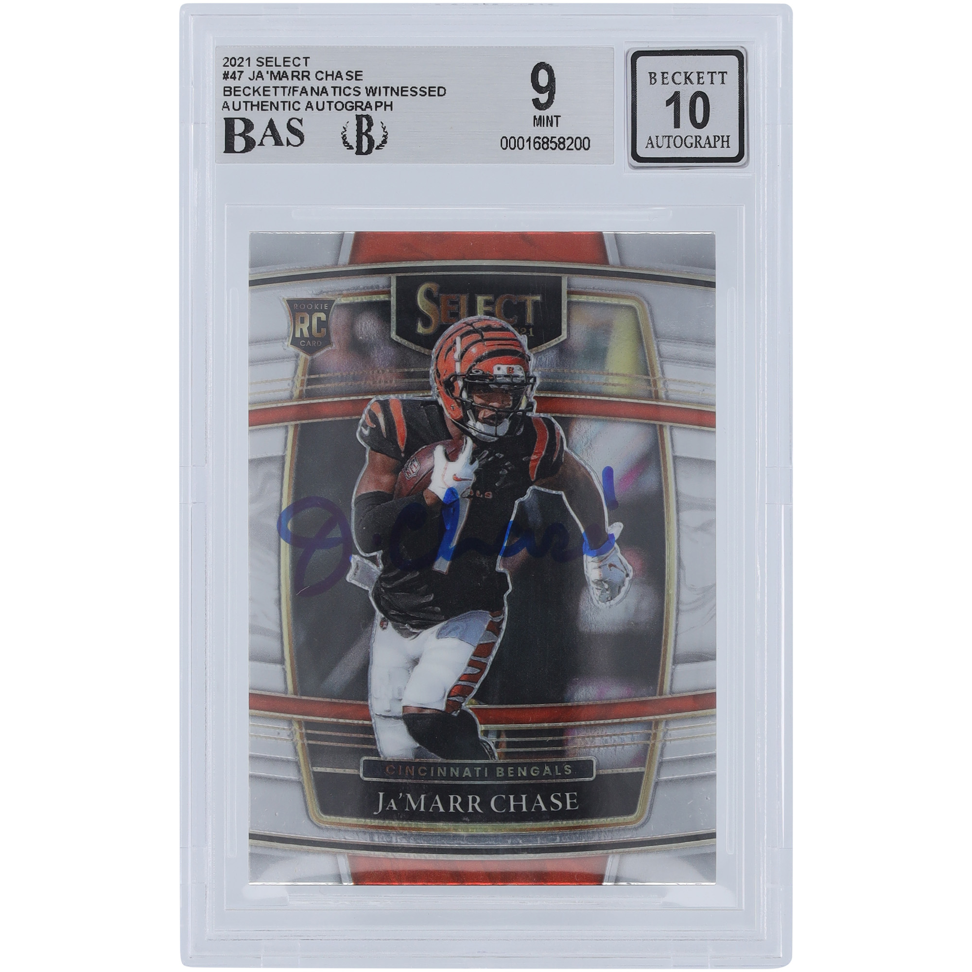 Ja’Marr Chase Cincinnati Bengals signierte 2021 Panini Select Concourse #47 Beckett Fanatics bezeugte authentifizierte 9/10 Rookie-Karte