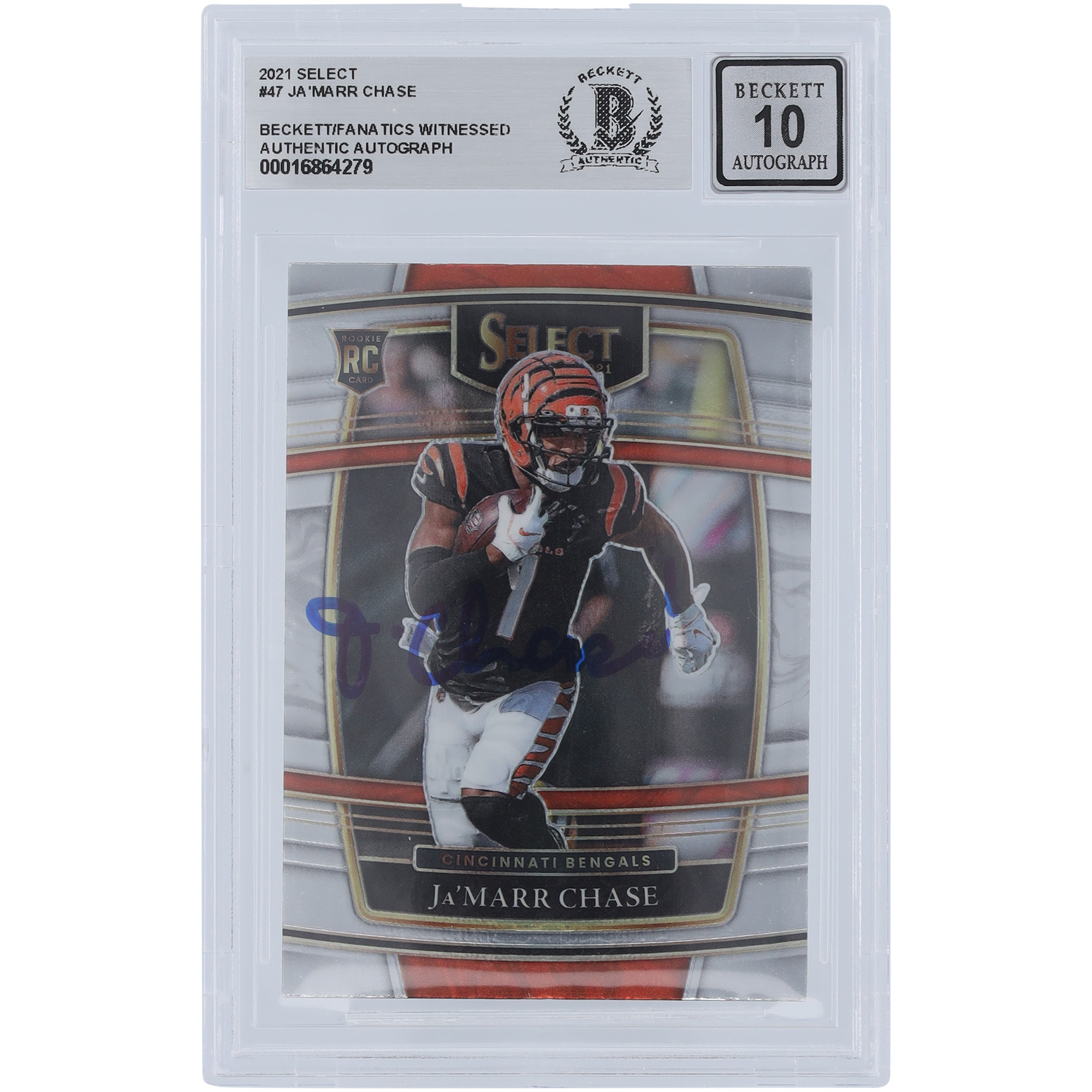 Ja’Marr Chase Cincinnati Bengals signierte 2021 Panini Select Concourse #47 Beckett Fanatics bezeugte authentifizierte 10 Rookie-Karte