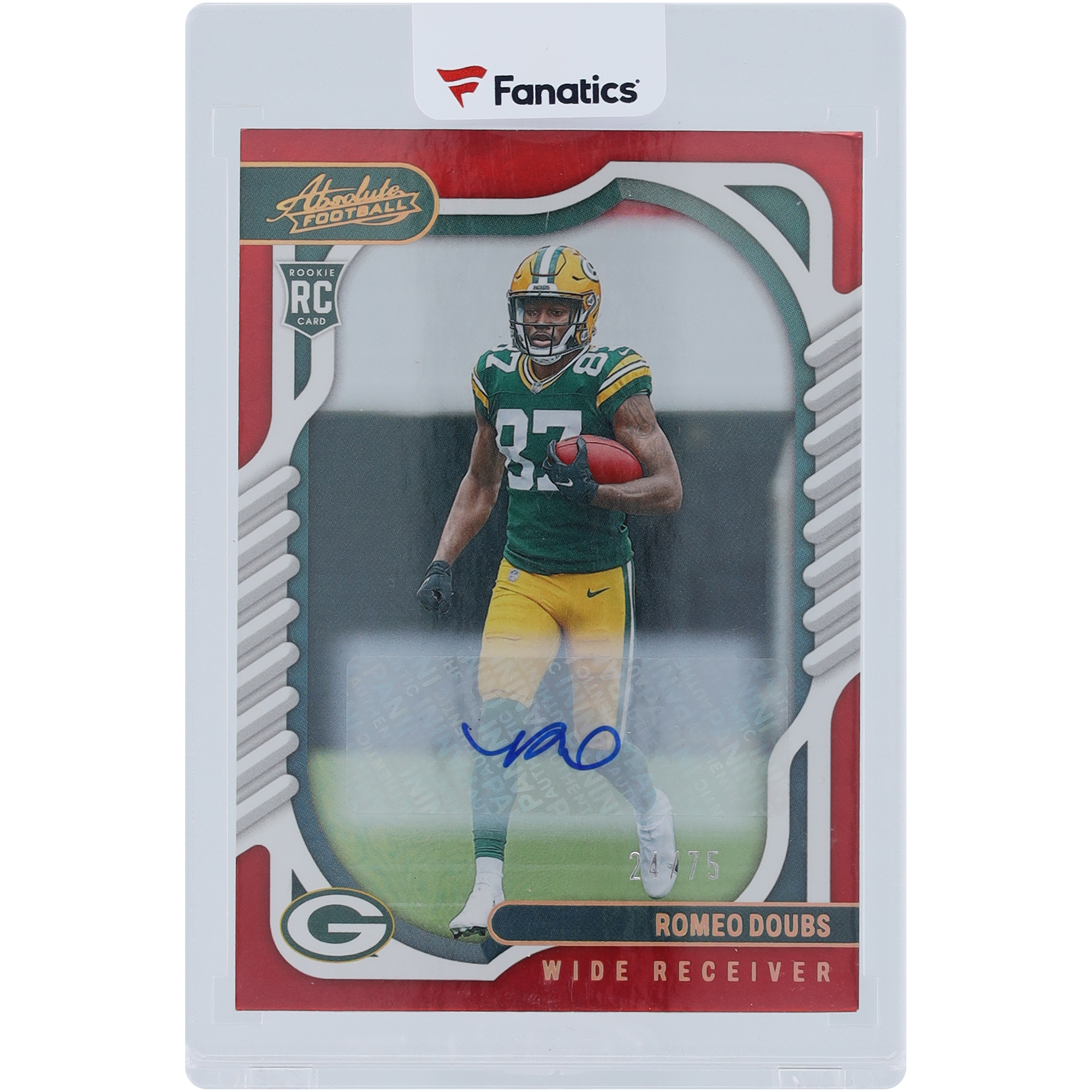 Romeo Doubs Green Bay Packers signierte 2022 Panini Absolute Red #135 #24/75 Rookie-Karte