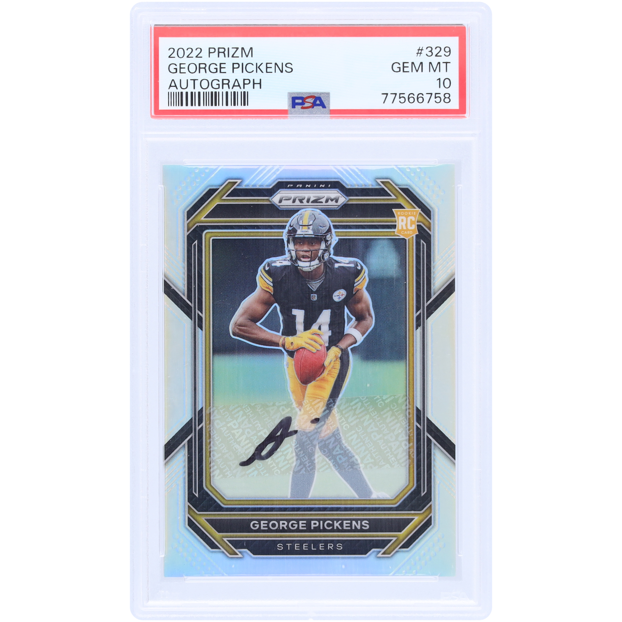 George Pickens Pittsburgh Steelers signierte 2022 Panini Prizm Silver Prizm #329 PSA authentifizierte 10 Rookie-Karte