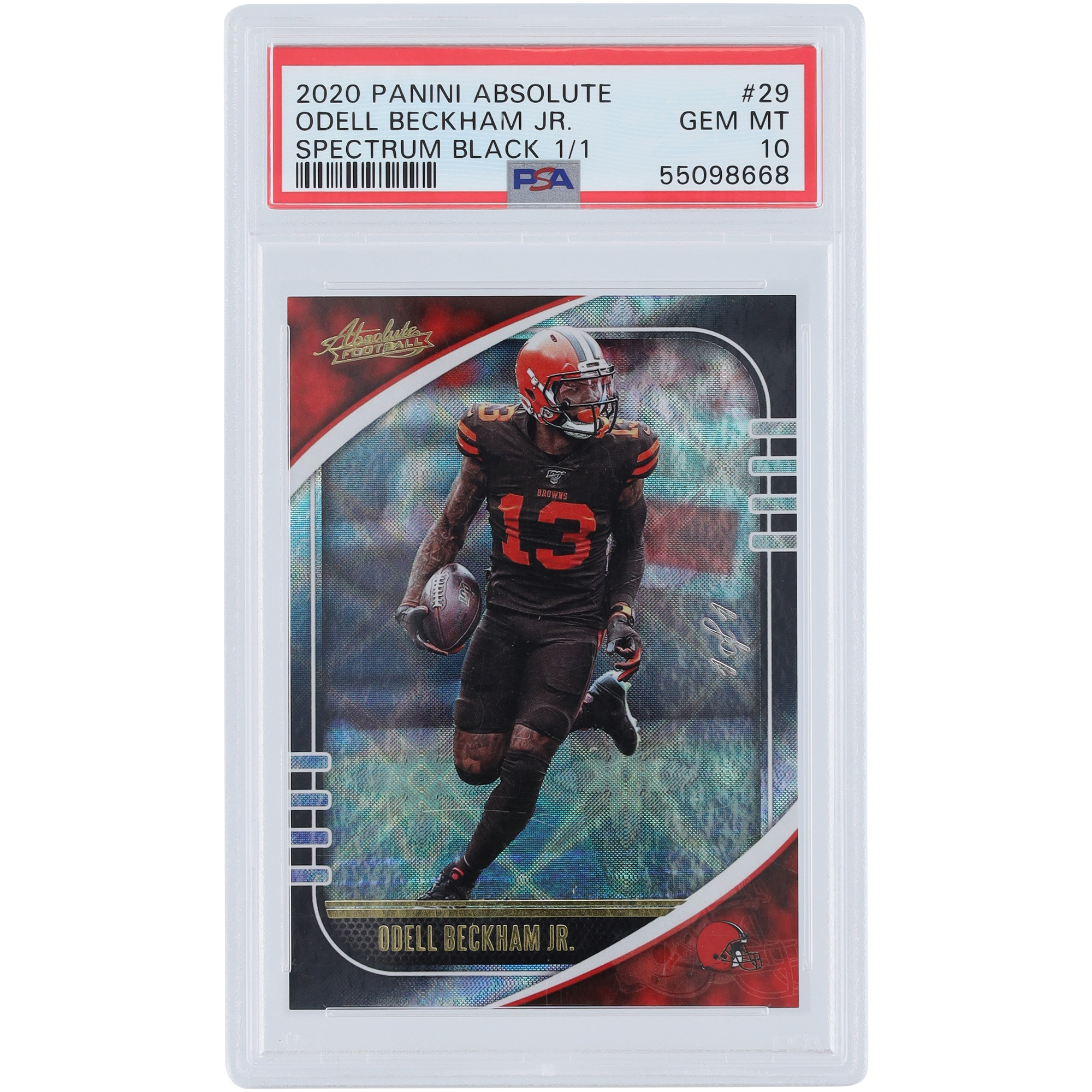 Odell Beckham Jr. Cleveland Browns 2020 Panini Absolute Spectrum Black #29 #1/1 PSA authentifizierte 10er-Karte