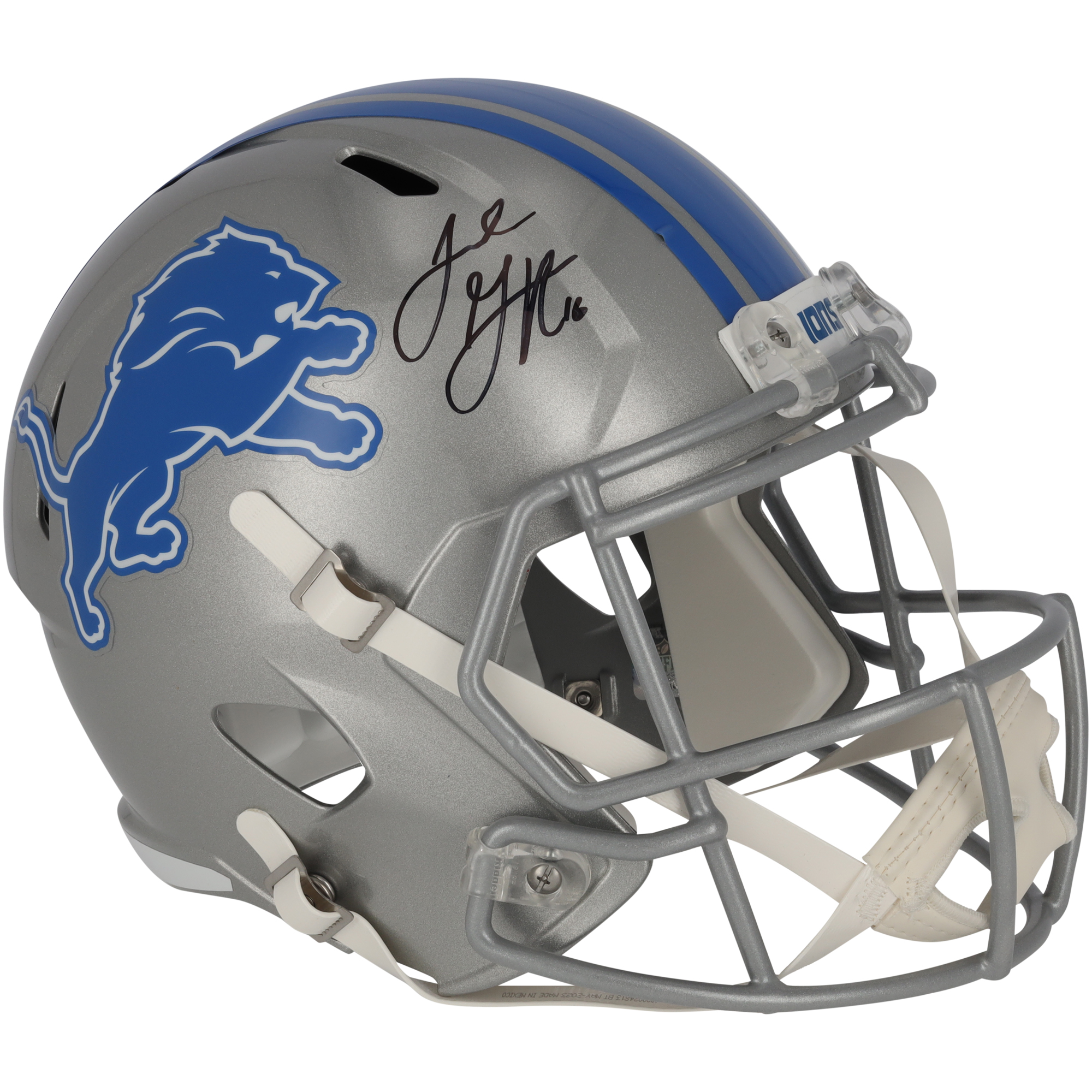 Von Jared Goff signierter Riddell Speed-Replika-Helm der Detroit Lions