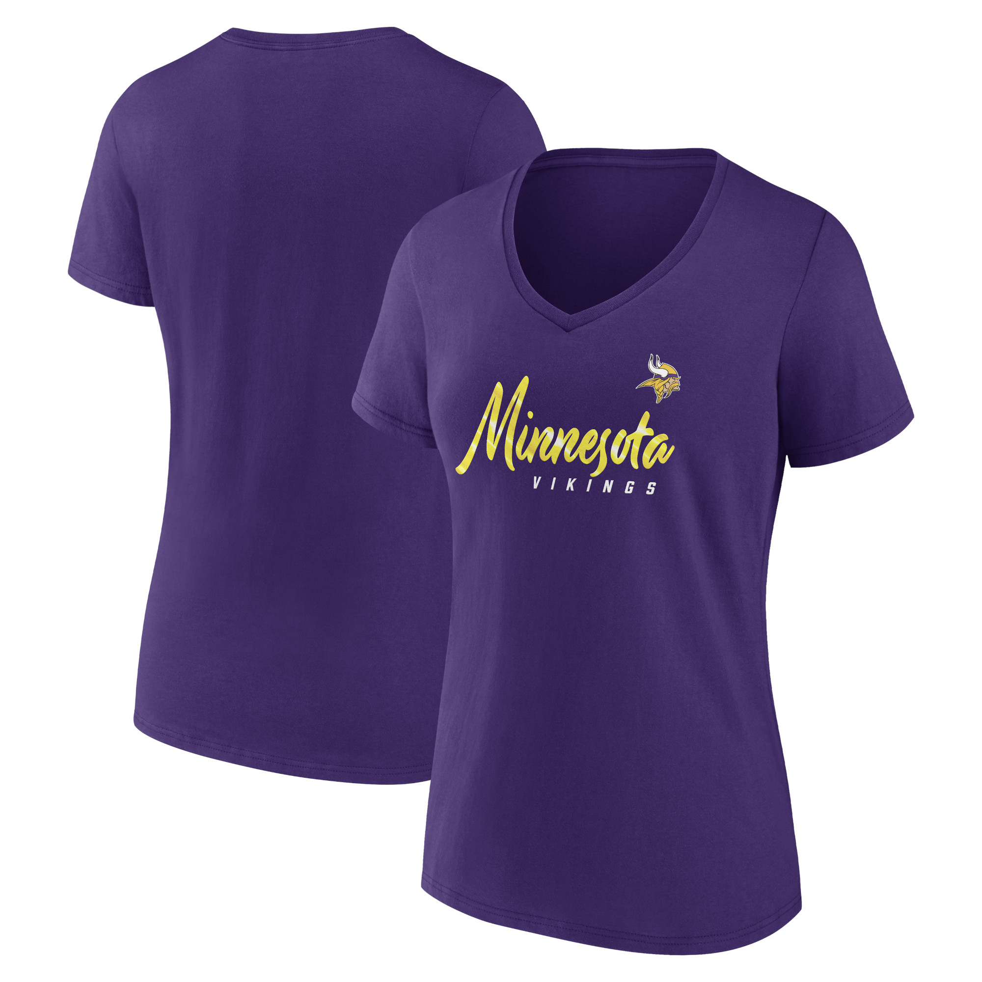 Minnesota Vikings Shine Time Fanatics T-Shirt für Damen mit V-Ausschnitt, Violett