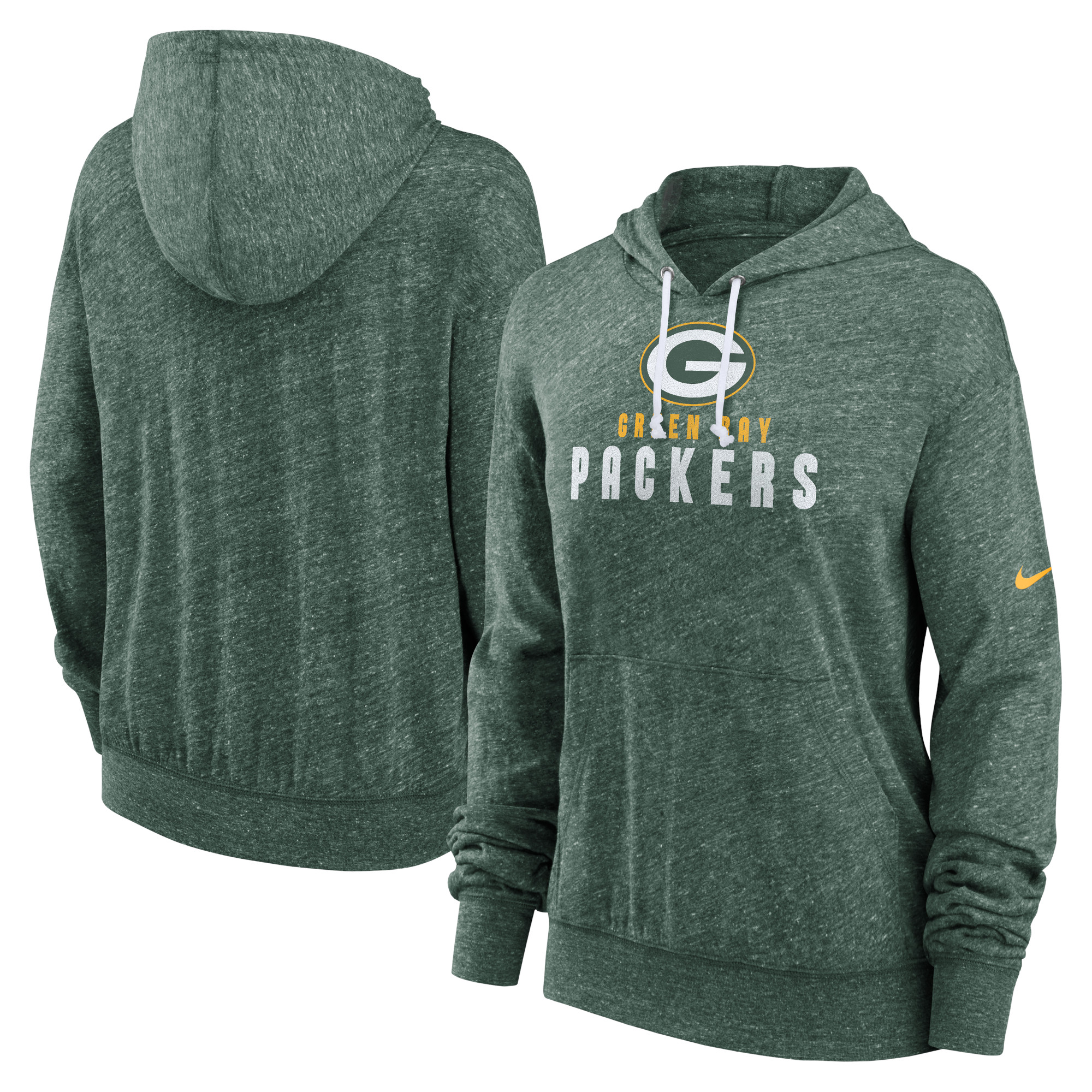 Nike Green Green Bay Packers Gym Vintage-Pullover-Hoodie für Damen in Übergröße