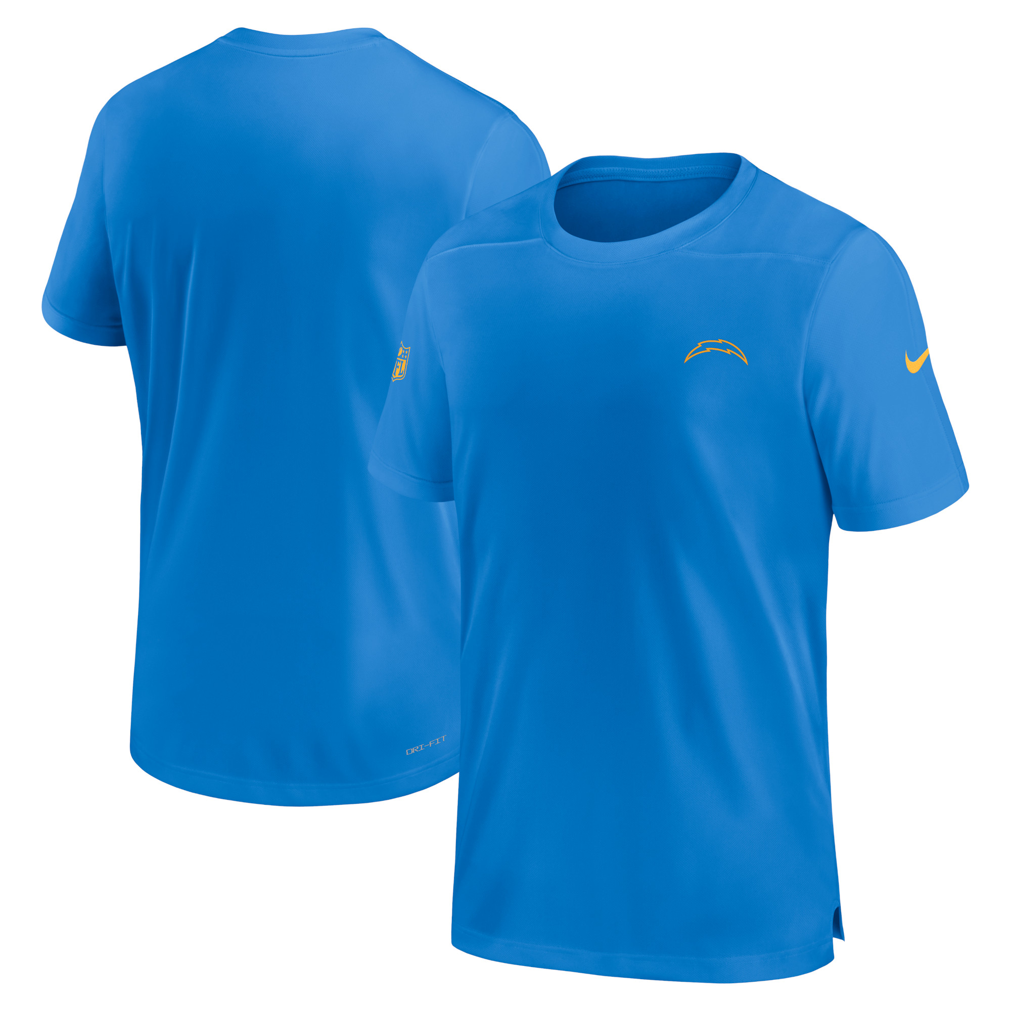 Nike – Sideline Coach Performance-T-Shirt der Los Angeles Chargers in Puderblau für Herren