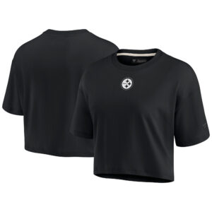 Schwarzes Pittsburgh Steelers Elements Fanatics Superweiches, kurzes T-Shirt im Boxy-Stil für Damen