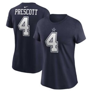 Nike Dak Prescott Navy Dallas Cowboys T-Shirt mit Spielername und Nummer für Damen