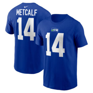 Nike DK Metcalf Royal Seattle Seahawks Throwback-T-Shirt mit Spielernamen und -nummer für Herren