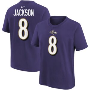 Nike Lamar Jackson Lila Baltimore Ravens Spielername und Nummer T-Shirt für Jugendliche