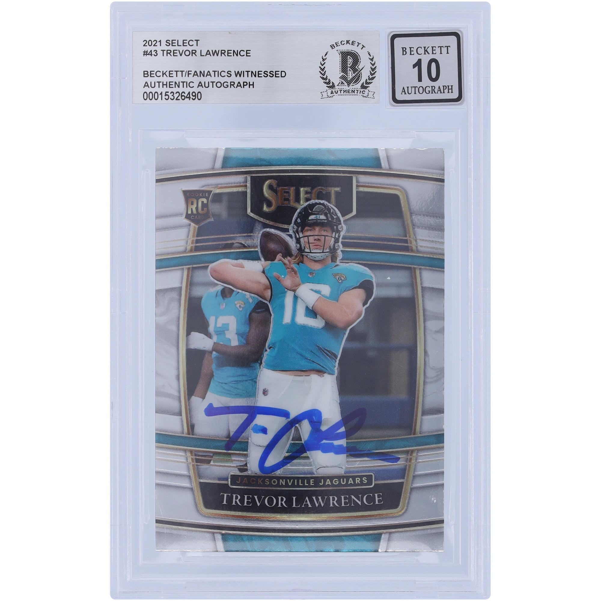 Trevor Lawrence Jacksonville Jaguars signiert 2021 Panini Select Concourse #43 Beckett Fanatics bezeugt authentifiziert 10 Rookie-Karte