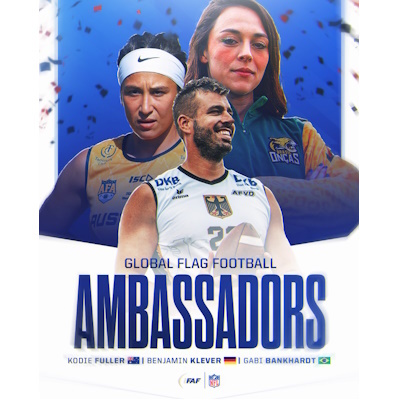 Global Flag Football Ambassadors, Gabi Bankhardt, Benjamin Klever und Kodie Fuller