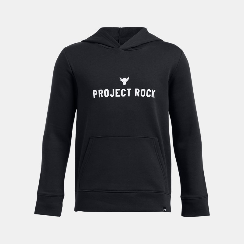 Project Rock Rival Hoodie für Jungen Schwarz / Weiß YXS (122 – 127 cm)