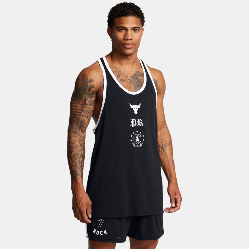 Project Rock Badge Of Honor Racer Tanktop für Herren Schwarz / Weiß XL