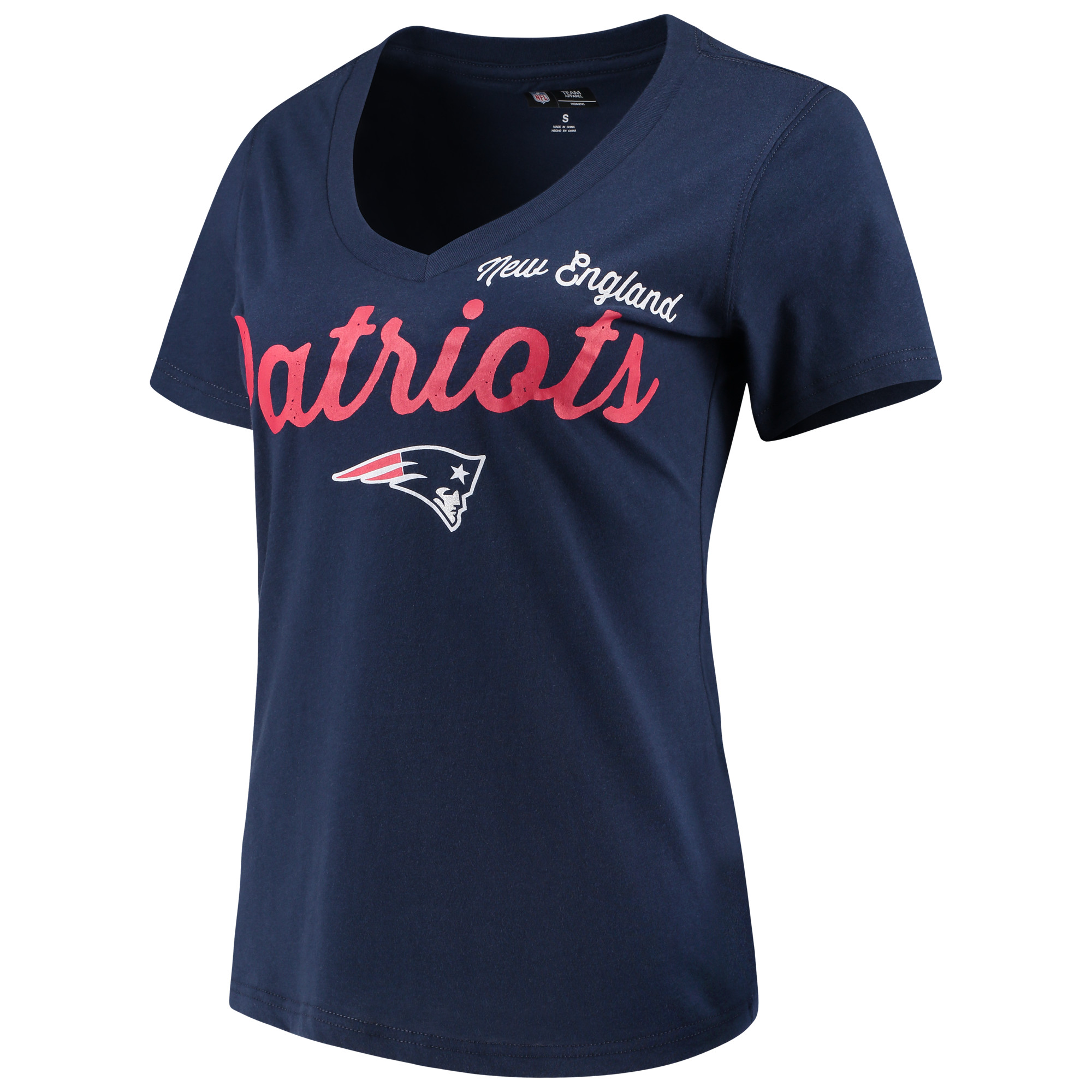 Damen G-III 4Her von Carl Banks Navy New England Patriots Post Season T-Shirt mit V-Ausschnitt