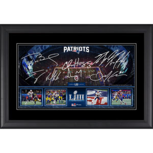 New England Patriots – Gerahmte 10″ x 18″ Super Bowl LIII Champions Panorama-Collage mit Faksimile-Unterschriften