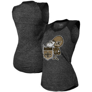 Majestic Threads Damen – Schwarzes New Orleans Saints Retro Tri-Blend Raglan-Muskel-Tanktop