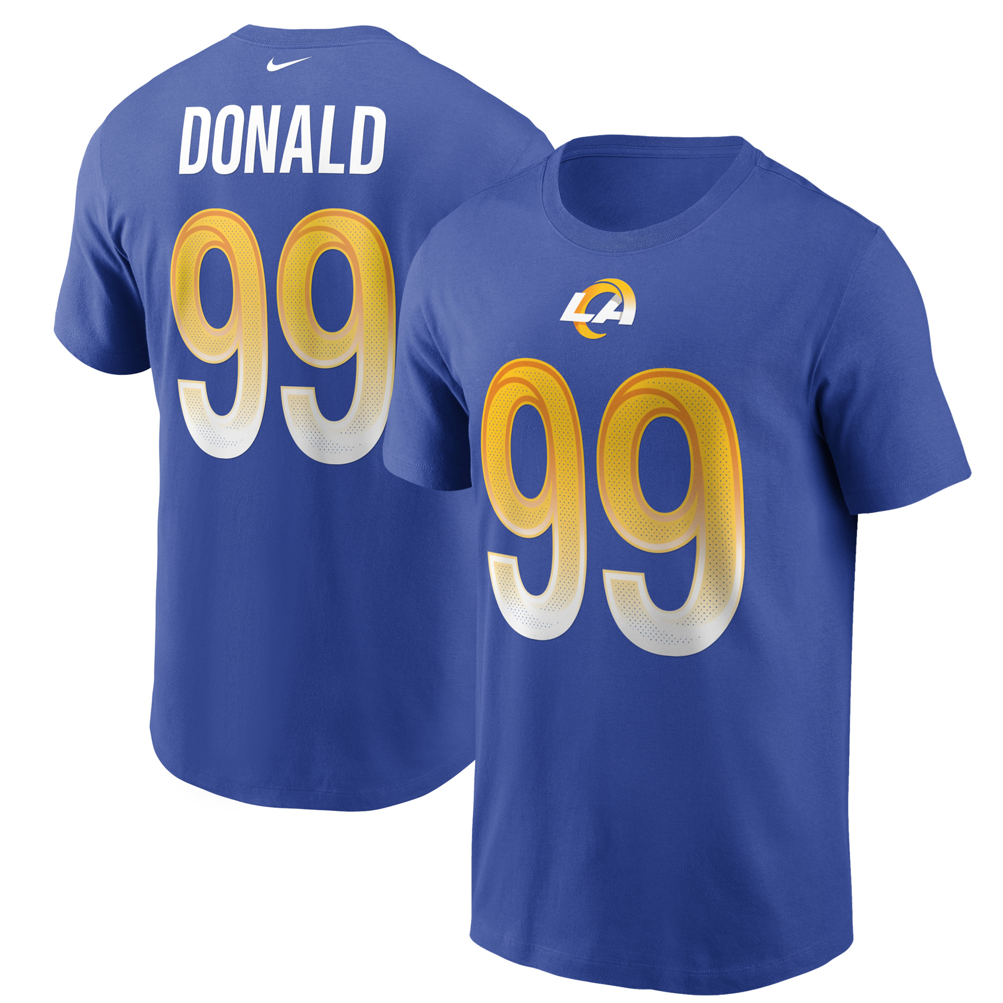 Nike Aaron Donald Royal Los Angeles Rams Name & Nummer T-Shirt für Herren