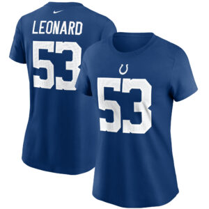 Nike Shaquille Leonard Royal Indianapolis Colts Name & Nummer T-Shirt für Damen