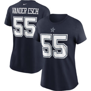 Nike Leighton Vander Esch Dallas Cowboys T-Shirt mit Namen und Nummer für Damen in Marineblau