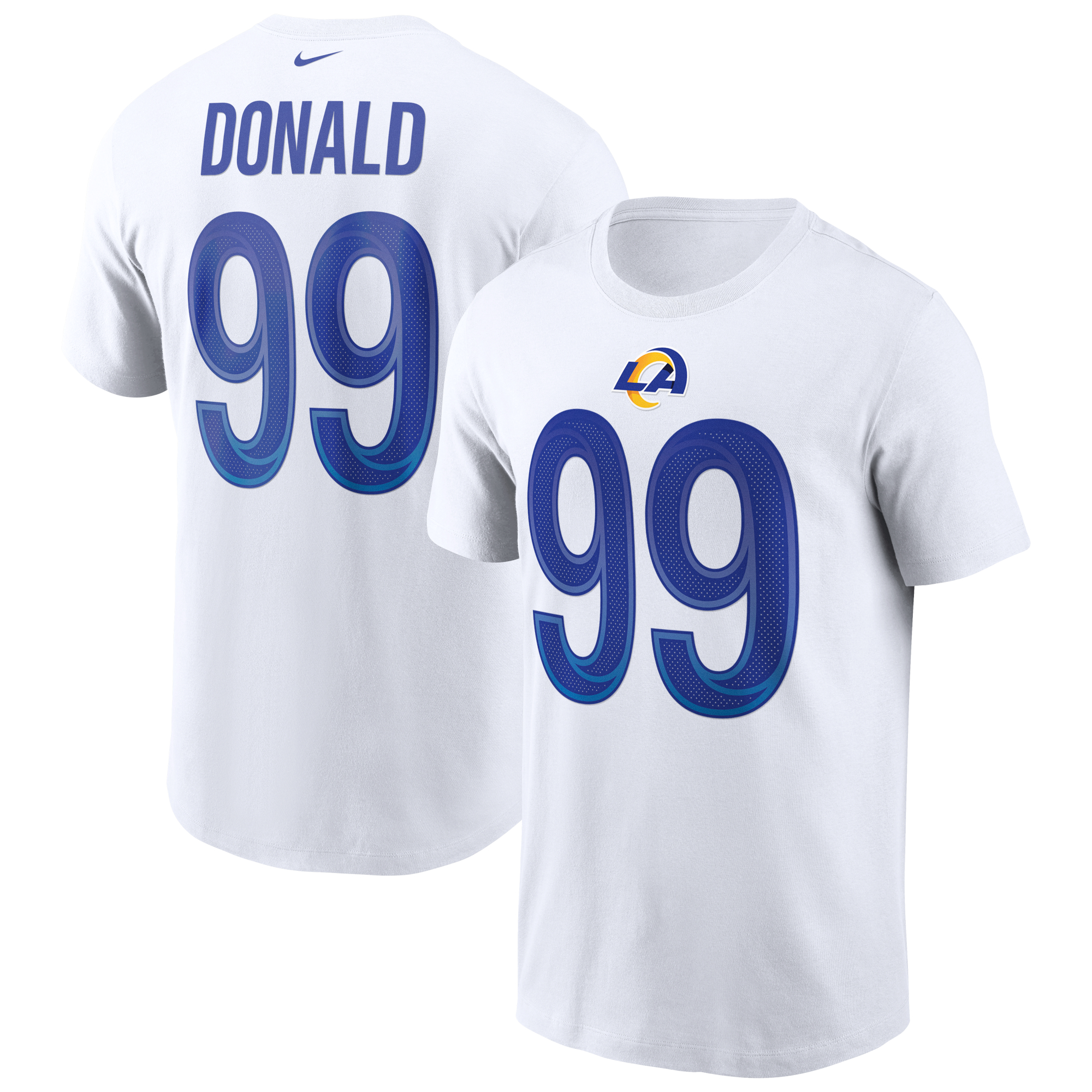 Nike Aaron Donald Weiß Los Angeles Rams Name & Nummer T-Shirt für Herren