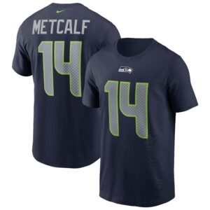 Nike DK Metcalf College Navy Seattle Seahawks T-Shirt mit Name und Nummer für Herren