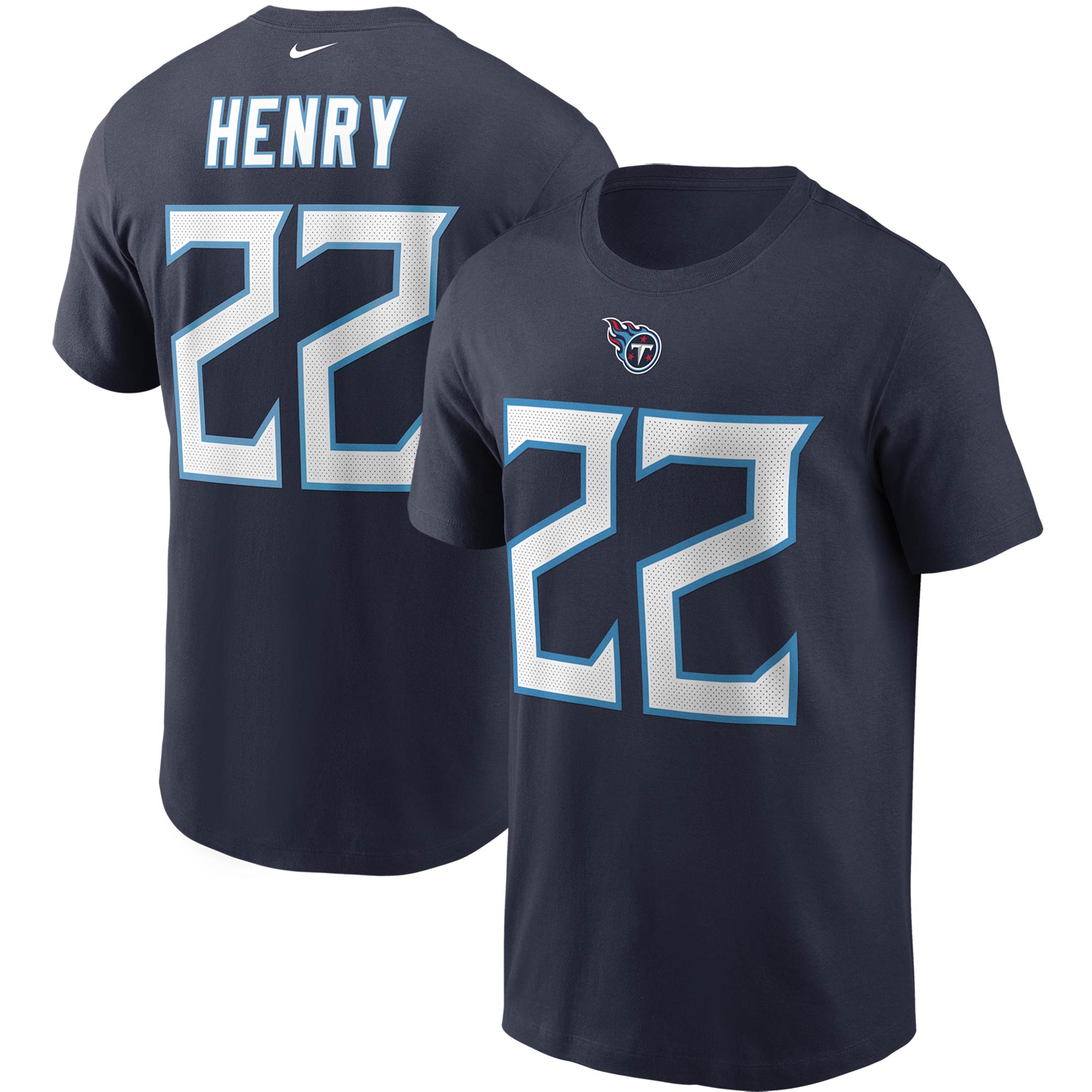 Nike Derrick Henry Tennessee Titans T-Shirt mit Name und Nummer für Herren, Marineblau