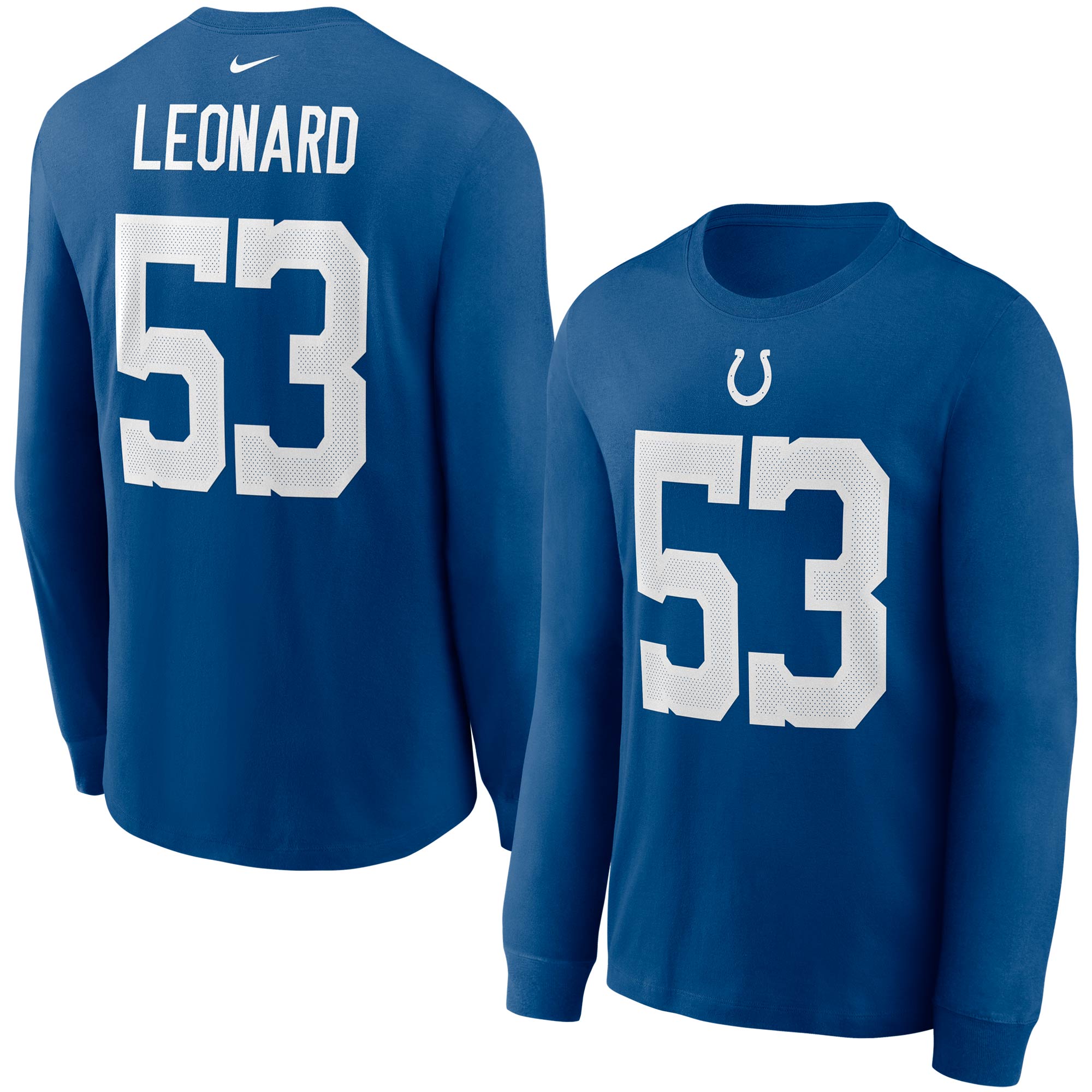 Nike Shaquille Leonard Royal Indianapolis Colts Langarm-T-Shirt mit Spielername und -nummer für Herren