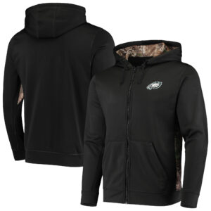 Dunbrooke Schwarz/Realtree Camo Philadelphia Eagles Decoy Tech Fleece-Kapuzenpullover mit durchgehendem Reißverschluss für Herren