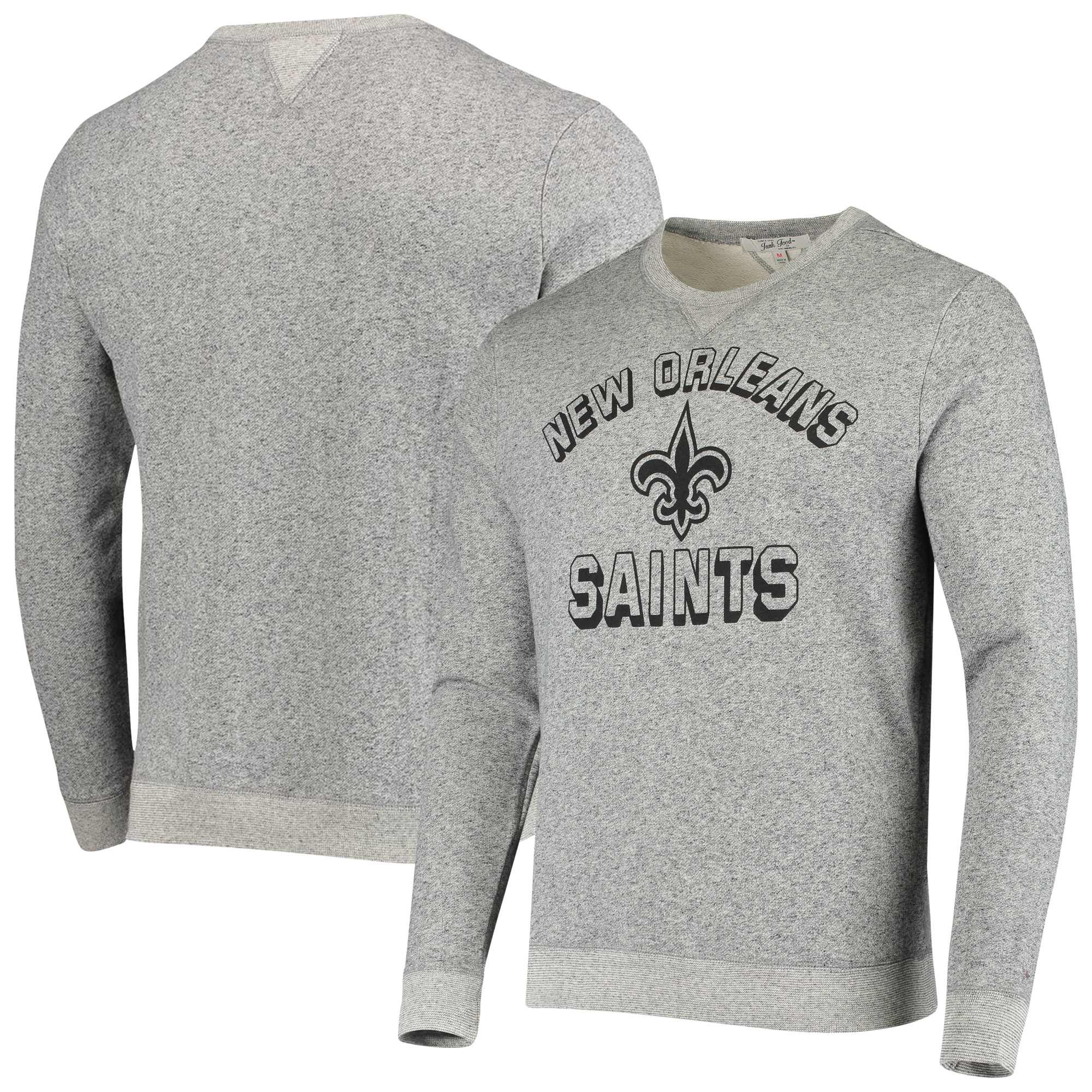 Herren Junk Food Heathered Charcoal New Orleans Saints Marled Pullover Sweatshirt