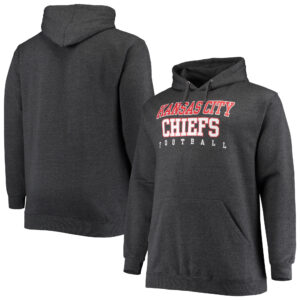 Kansas City Chiefs Fanatics Trainings-Kapuzenpullover in Heathered Charcoal für Herren, groß und lang