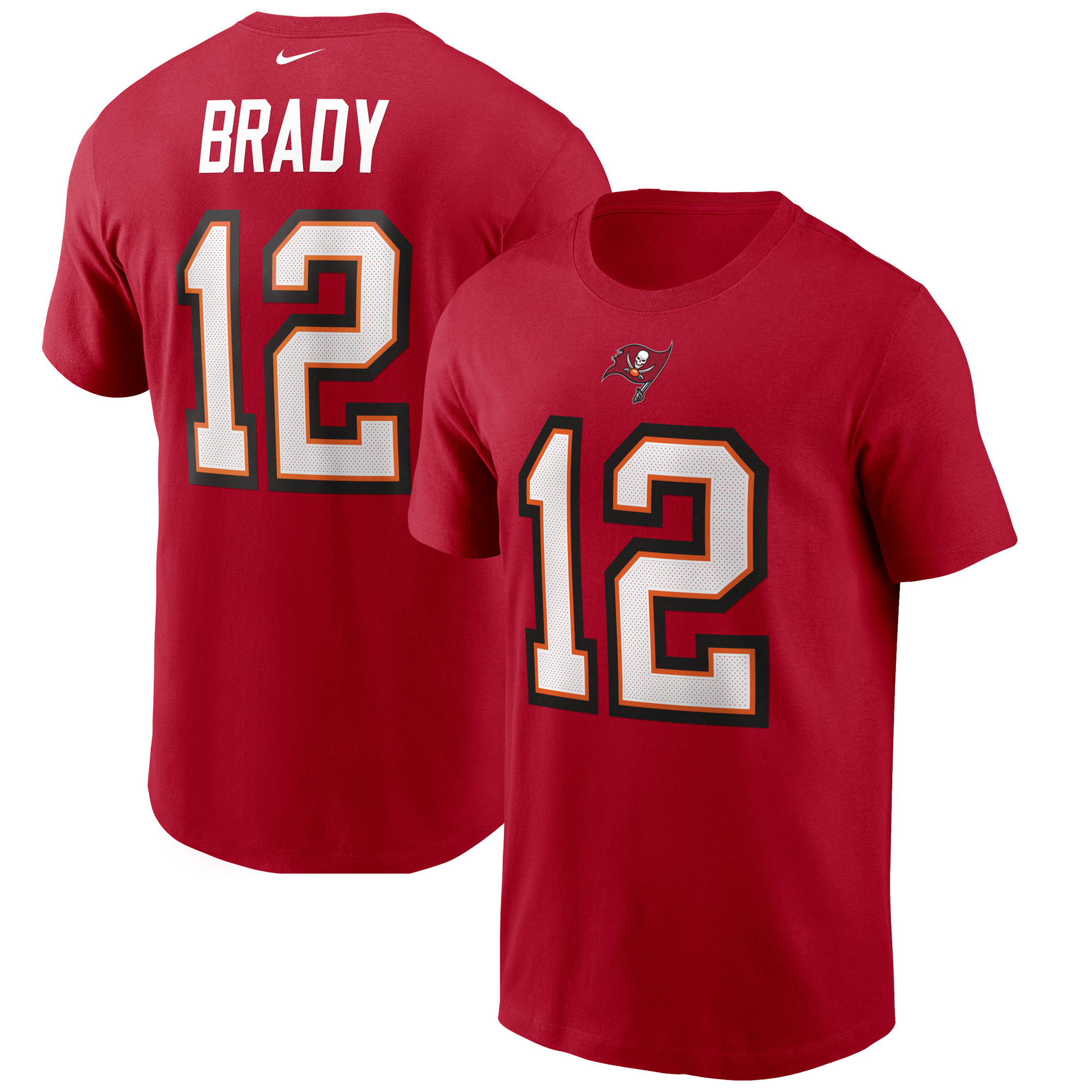 Rotes Nike Tom Brady Tampa Bay Buccaneers T-Shirt mit Name und Nummer für Herren